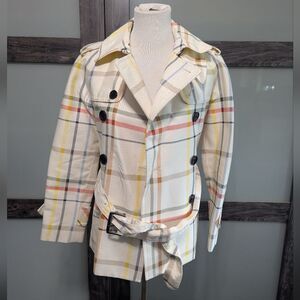 Coach Plaid Tattersall Short Trench Coat size S